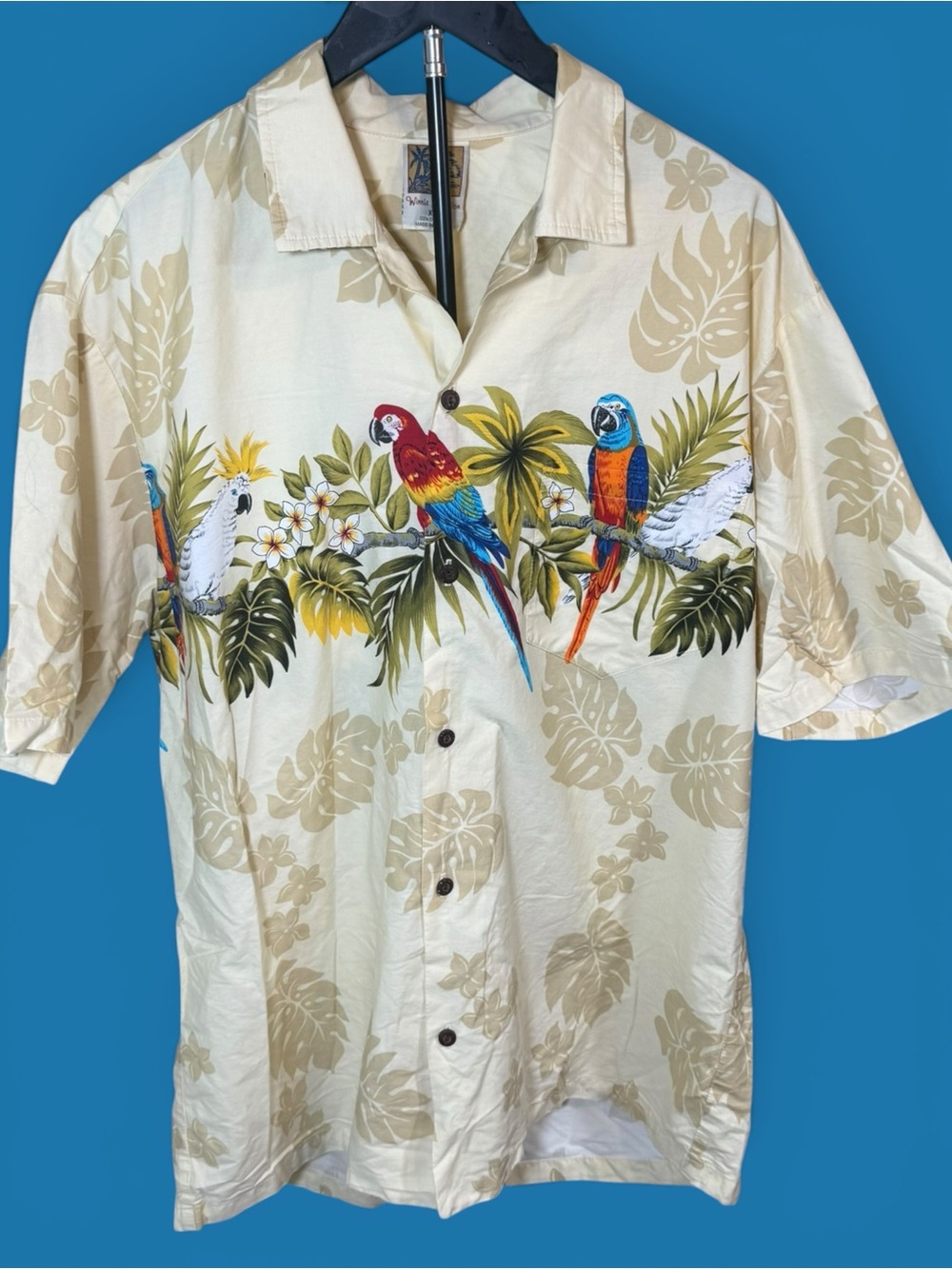 🦜 Vintage Winnie Fashion Hawaiian Shirt Parrot Tropical Border Print XL
